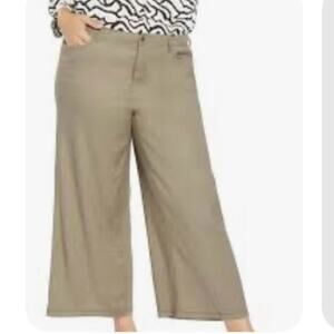New NYDJ linen cropped wide leg pants tan wet sand Size 22W NWT